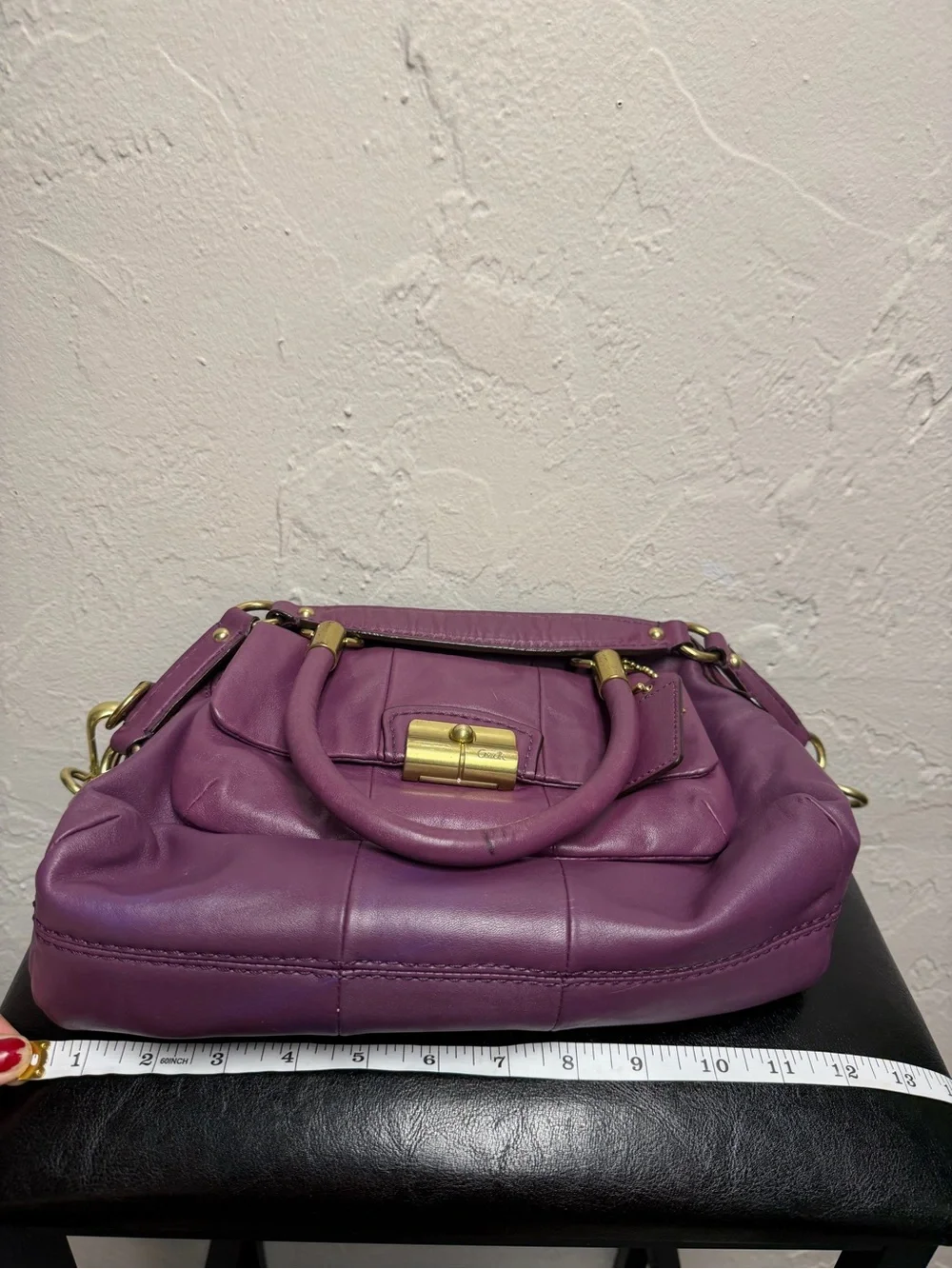 Coach Purple Leather Satchel with Gold Hardware